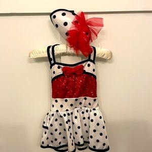 Polka dot dance costume, child small, Curtain Call costumes